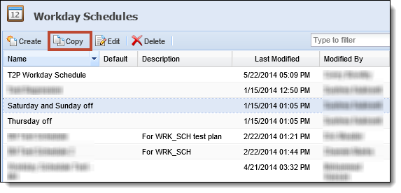 Workday Schedules